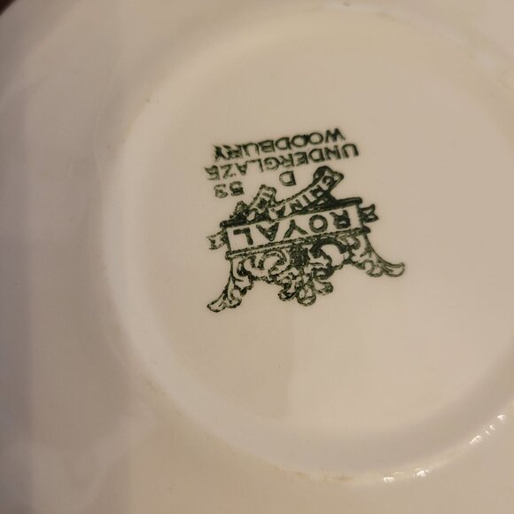 Royal Woodbury Under Glaze 6.25" Dessert Bowls Set Of 6 Green & White Floral Des - Picture 3 of 5